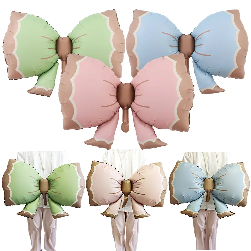 Large Bow Balloon Pink Blue Green Girls Bow Theme Birthday Party Wedding Baby Shower Decoration Supplies Kids Favor Gifts