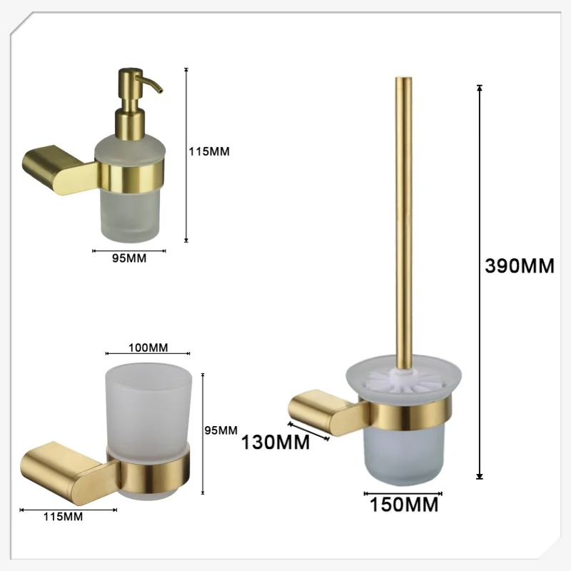 

Brushed Gold Bathroom Accessories Towel Rack Paper Holder Soap Dish Toilet Brush Towel Bar Tooth Cup Stainless Steel Hardware