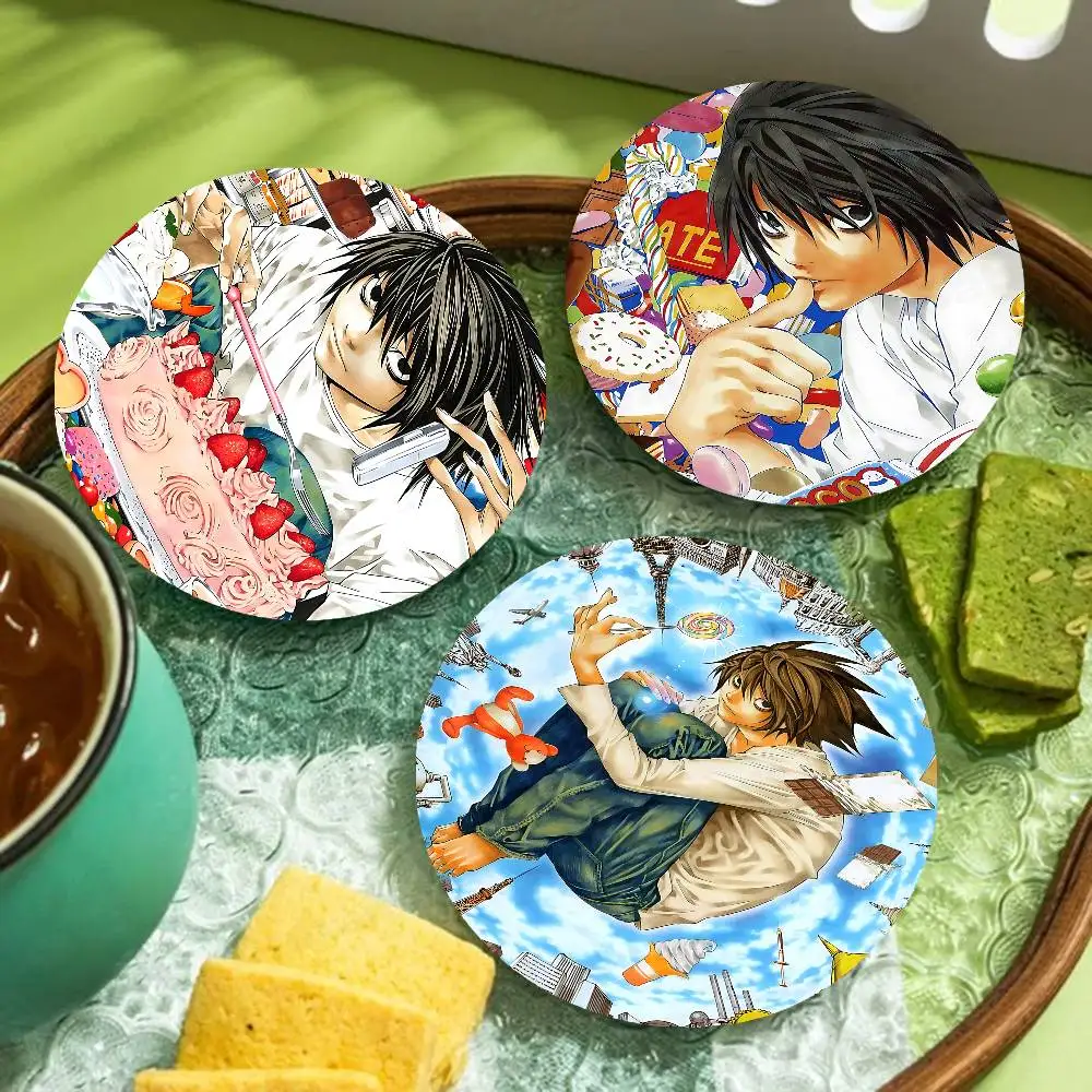Anime Death Note Themed Wooden Coaster Creative Heat-Resistant Non-Slip Table Mat, Suitable For Protecting Desktop