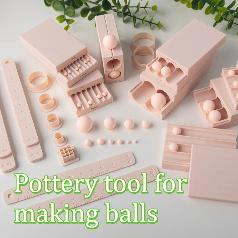 4-20mm Diameter Handmade Making Spherical Beads Shapes Soft Clay Mold Combination Thickness Ruler Cutter Auxiliary Clay Tools