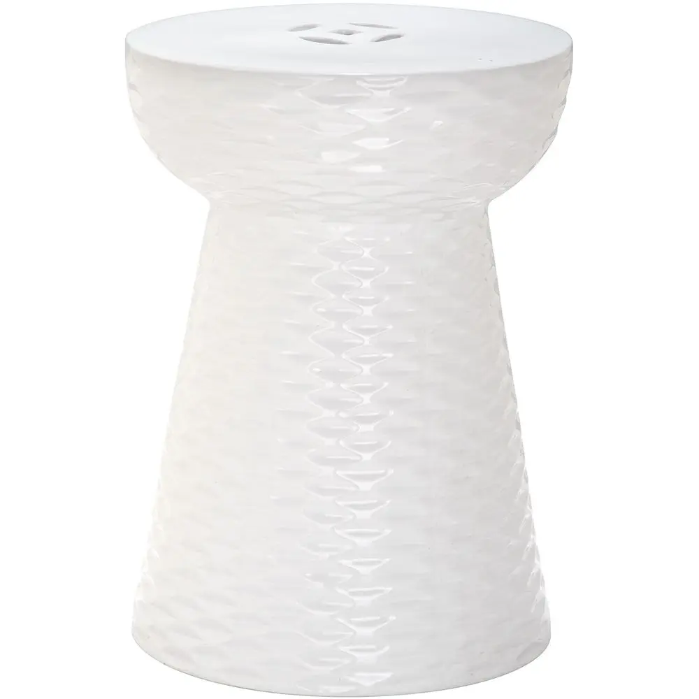 

Daphne Glazed Ceramic Decorative Garden Stool, White