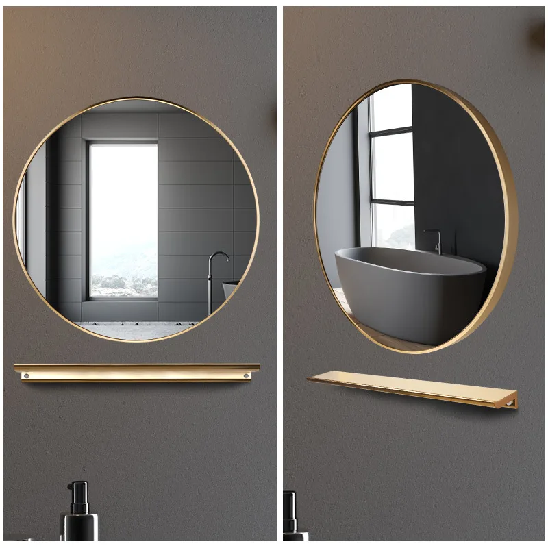 Metal Framed Bathroom Mirror Modern Minimalism Golden Circular Wall Mounted Dressing Mirrors Espelho Para Banheiro