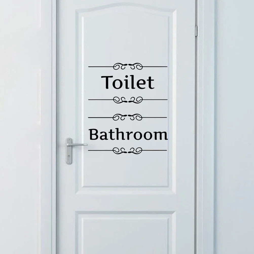 

4Pcs Toilet Bathroom Door Stickers Creative PVC Wall Decals for Home Public Restroom Decoration 15x28cm Toilet Stickers