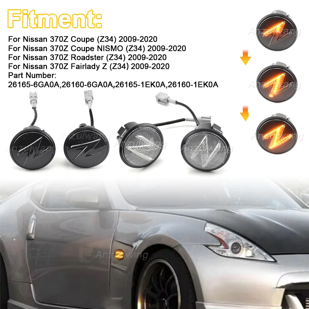 

Auto Parts Led Dynamic Z For Nissan Nismo 370Z 350Z Coupe Z34 Z33 Logo Side Marker Light Signal Sequential Blinker
