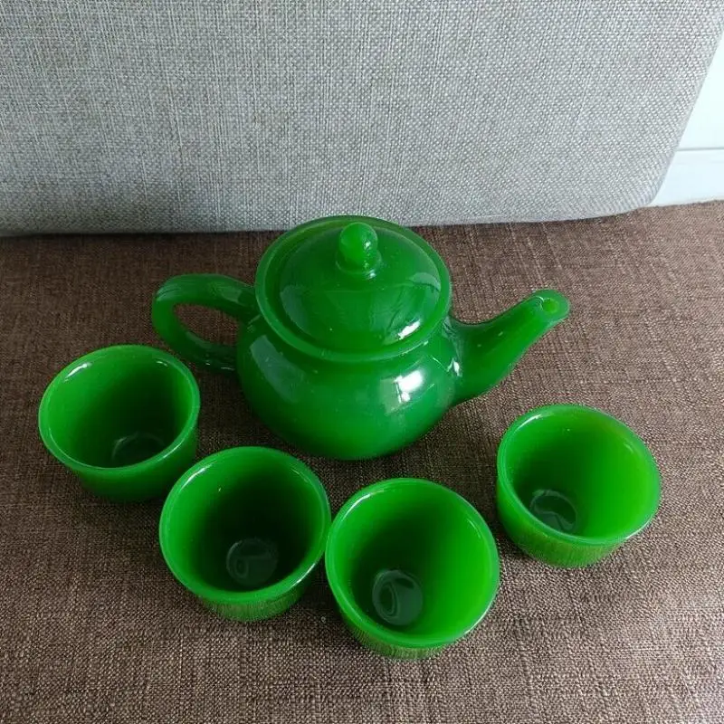 

Exquisite Chinese Jade Green Jade Handmade Kung Fu Tea Teapot Tea Set