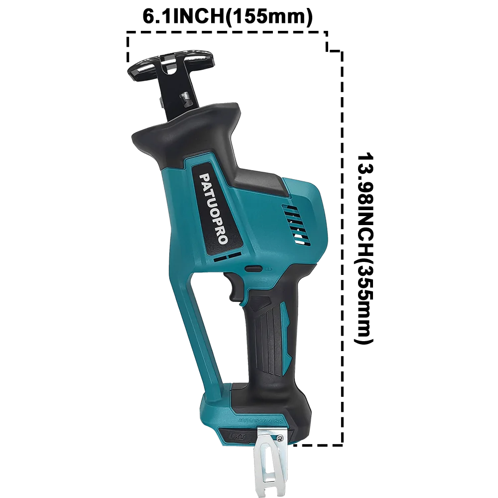 PATUOPRO 255mm Brushless Reciprocating Saw Cordless Electric Saw Wood Cutting Power Tools for Makita 18V Battery(No Battery)