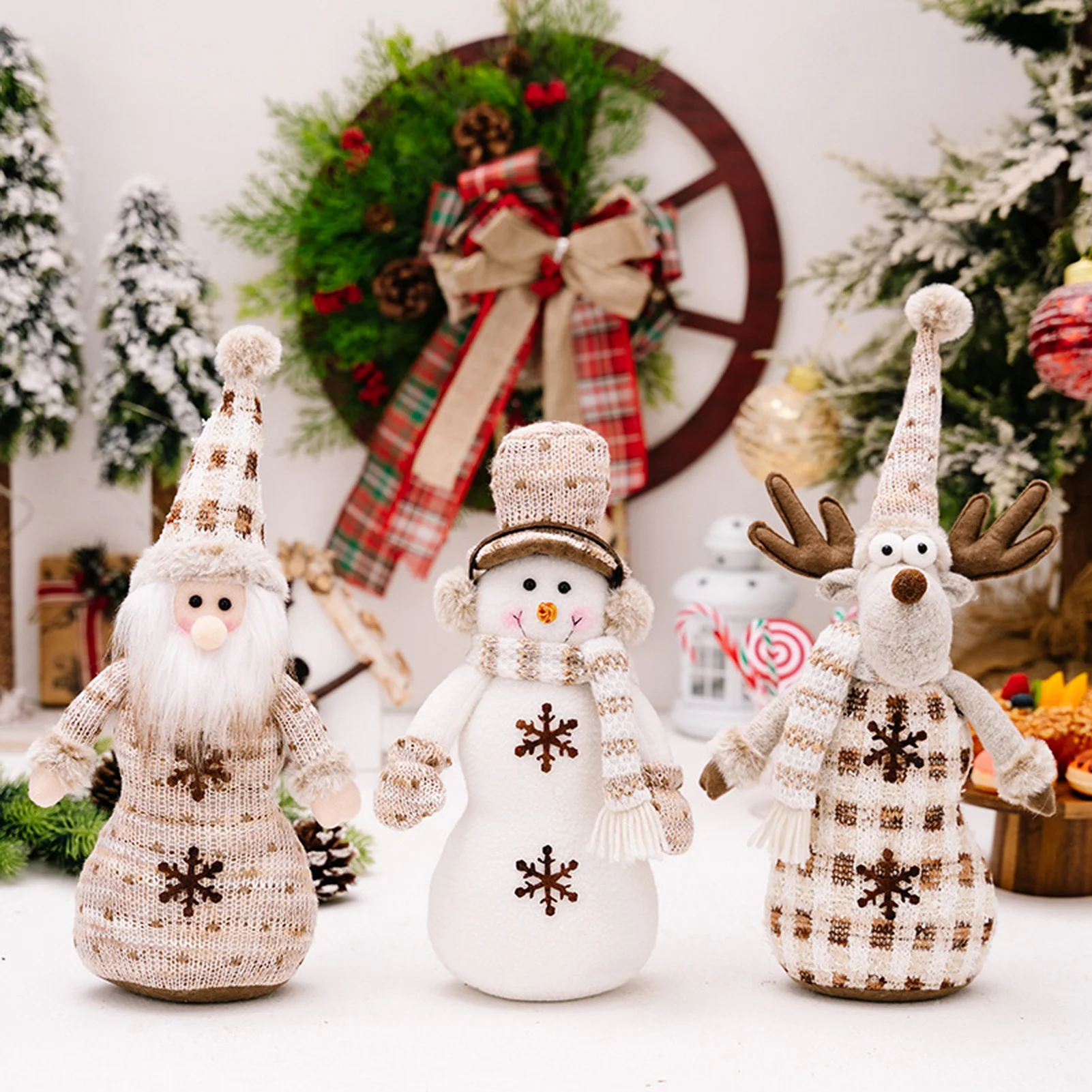 

2024 Xmas Decor Snowman Elk Santa Claus Doll for Home Navidad Party Ornaments Christmas Tabletop Decorations Children's Gifts