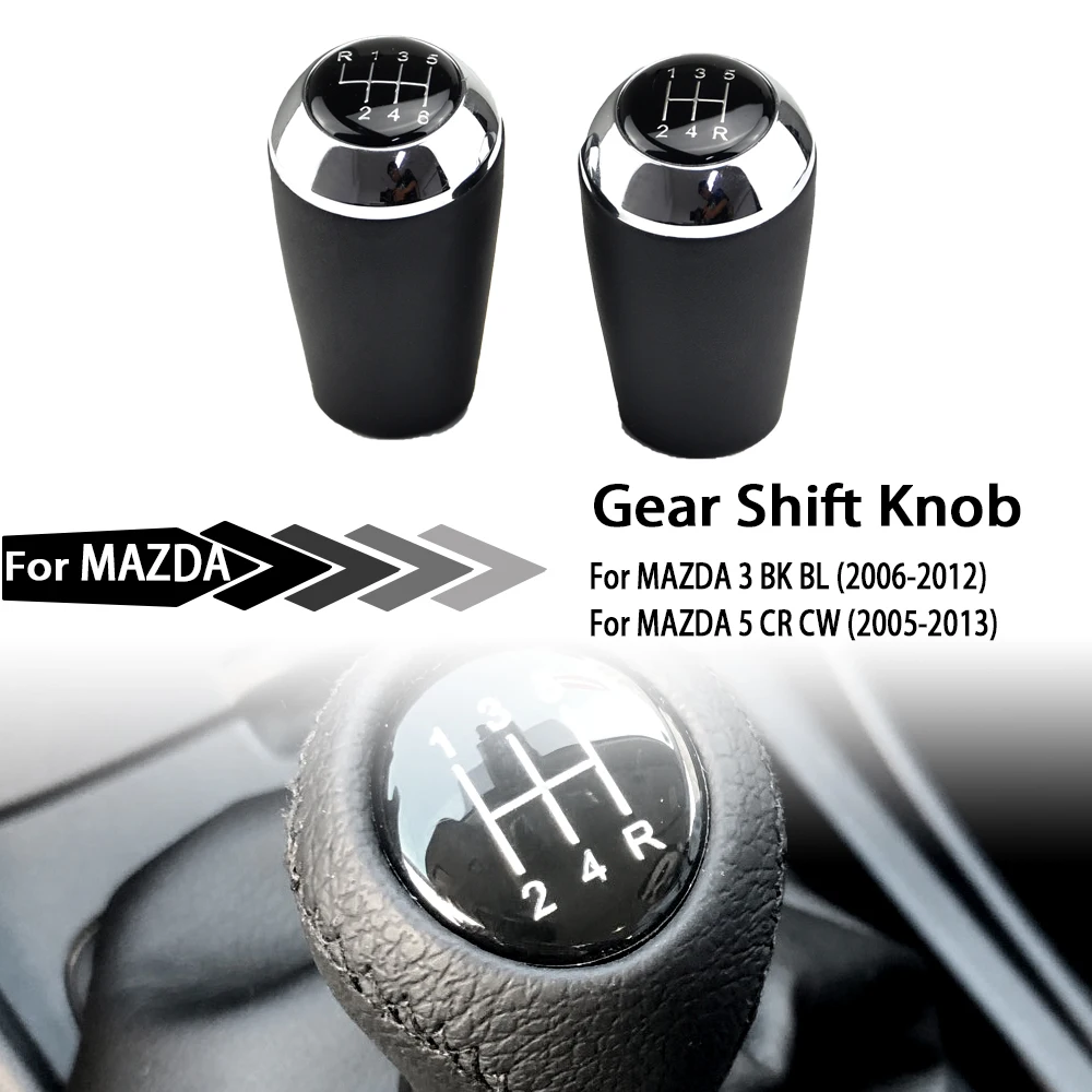 5/6 Speed Gear Shift Knob for MAZDA 3 BK BL 5 CR CW 6 II GH CX-7 ER MX-5 NC III MT Leather Lever Arm Stick Headball Accessory