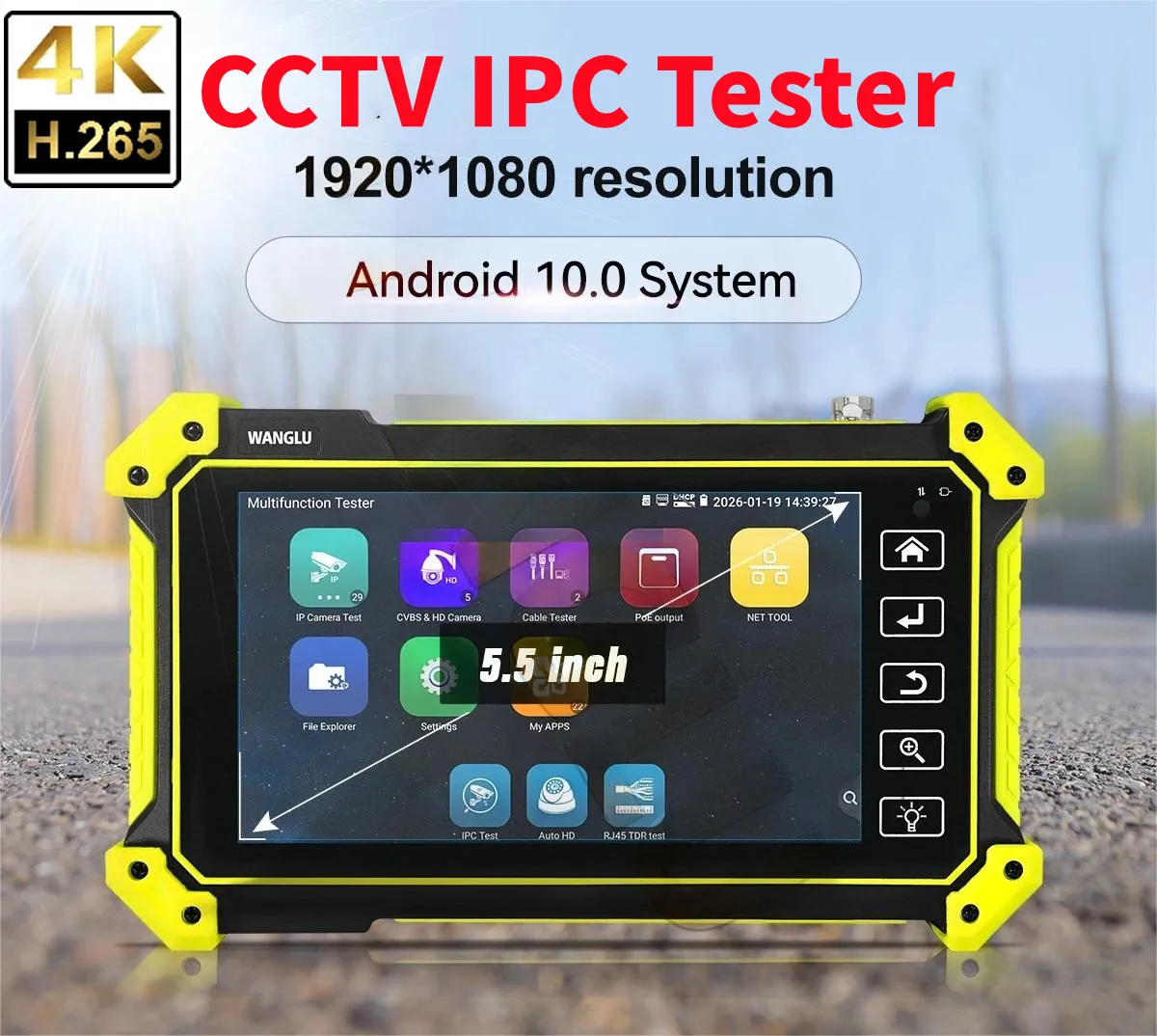 5.5inch 4K H.265 IPS Monitor IP CCTV Camera Tester WiFi Analyzer 8MP AHD TVI CVI Auto HD LLDP/CDP Detection RJ45 TDR Test