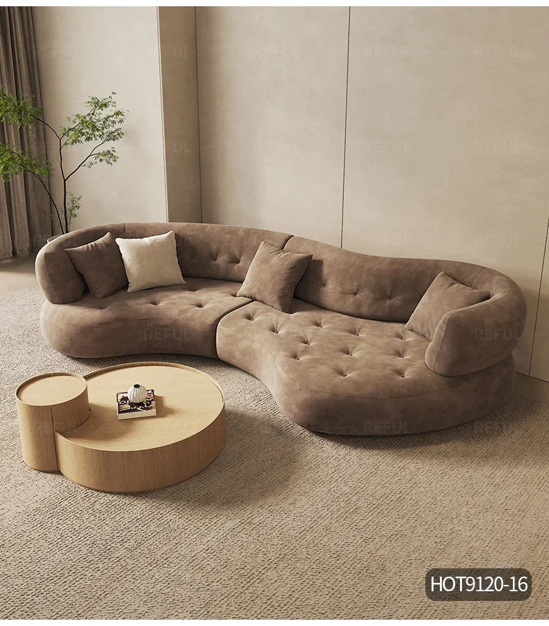 Sofa advanced Italian curved wabi-Sabi wind sand hair shaped corner living room simple modern fabric sofa