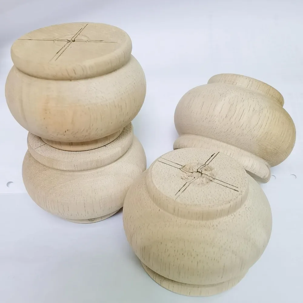 2 Inch Wooden Furniture Legs, Solid Wood Unpainted Replacement Furniture Legs, Cabinet Legs/Desk/Sofa/Bookcase Bun Feet, DIY Woo