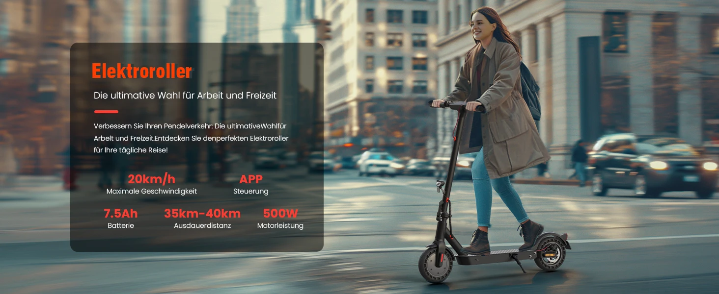 E9TMAX 10-Zoll-Elektroroller 500W 36V10Ah 35-40KM Reichweite 20KM/H 2 Geschwindigkeiten Minirobot APP Doppelbremse DE Standard E-Scooter (ABE,CE) Kostenlose Fahrradtasche – Detail 10