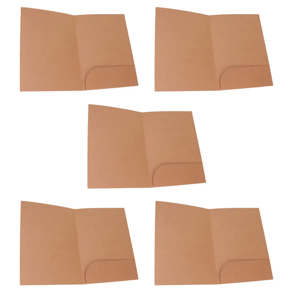 

5Pcs Kraft Paper File Folder Single Pocket Document Organizer Office School Meeting Room Home Restaurant Multi-Scenario Papers