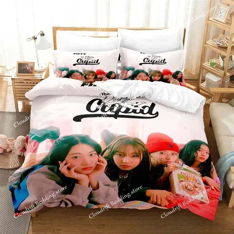 

Korea KPOP FIFTY & FIFTY Printed Bedding Set Boys Girls Twin Queen King Size Duvet Cover Pillowcase Bed boys Adult Home Textiles