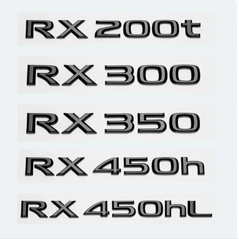 3D Chrome Glossy Black ABS RX200t RX270 RX300 RX350 RX450h RX450hL HYBRID Emblem for LEXUS Car Trunk Trunk Rear Logo Sticker