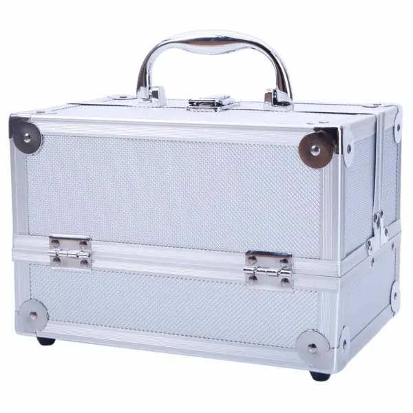

Handheld Top Double Open With Mirror Aluminum Alloy Silver Makeup Case SM-2176