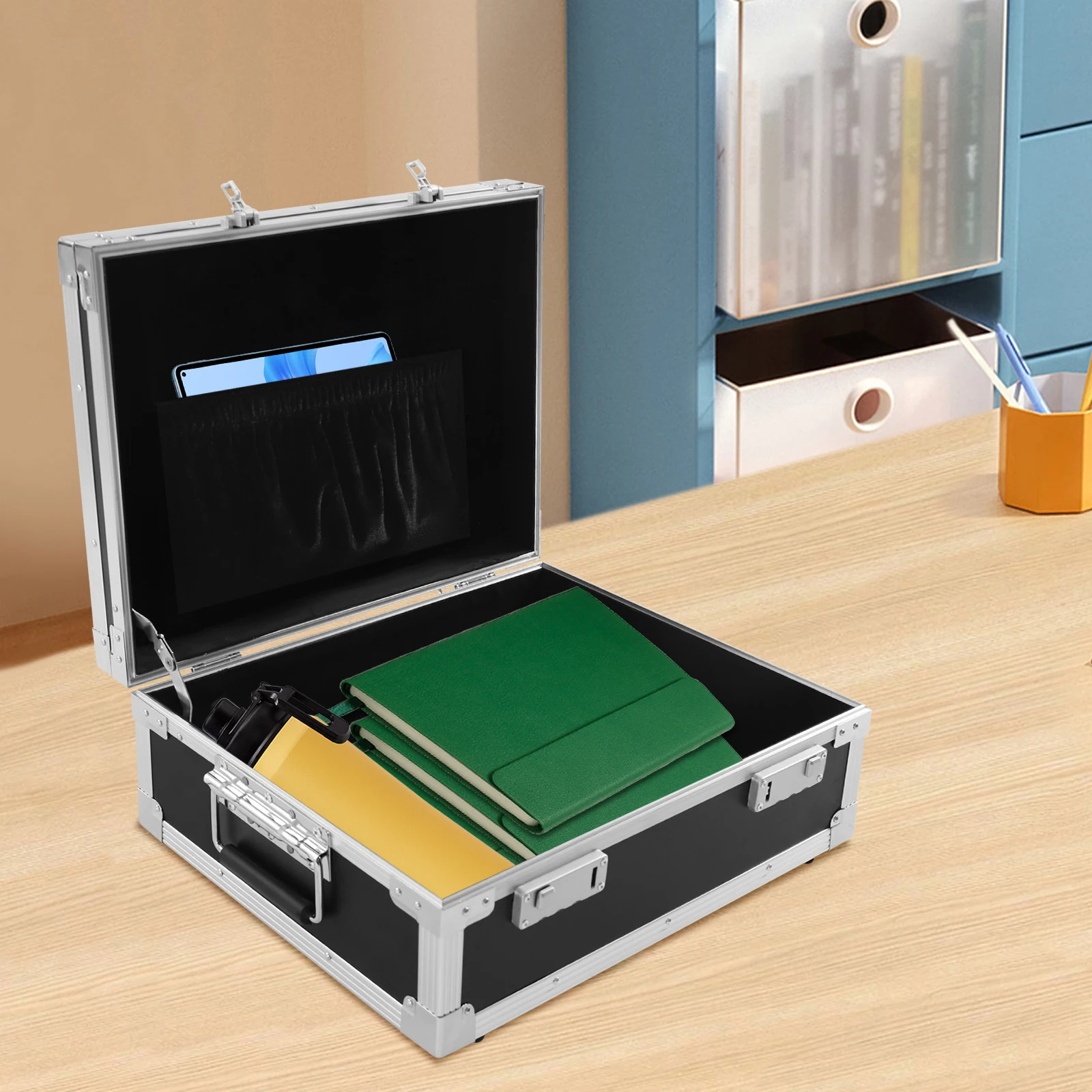 

Сейф из алюминиевого сплава, ящик для хранения, запираемый багажник для хранения с замком для инструментов, ящики для личных предметов, наличных, ноутбуков