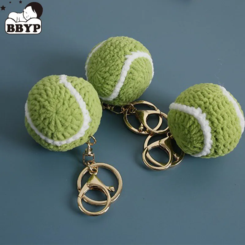 

Crocheted Tennis Keychain Knitted Keyring Hand-woven Watermelon Handamade Tennis Keychain Car Key Holder