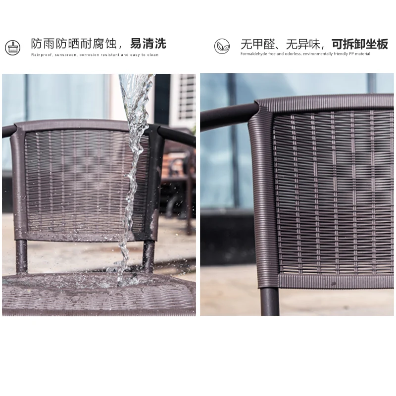 Plastic table and chair set Garden outdoor leisure table and chair outdoor backrest chair