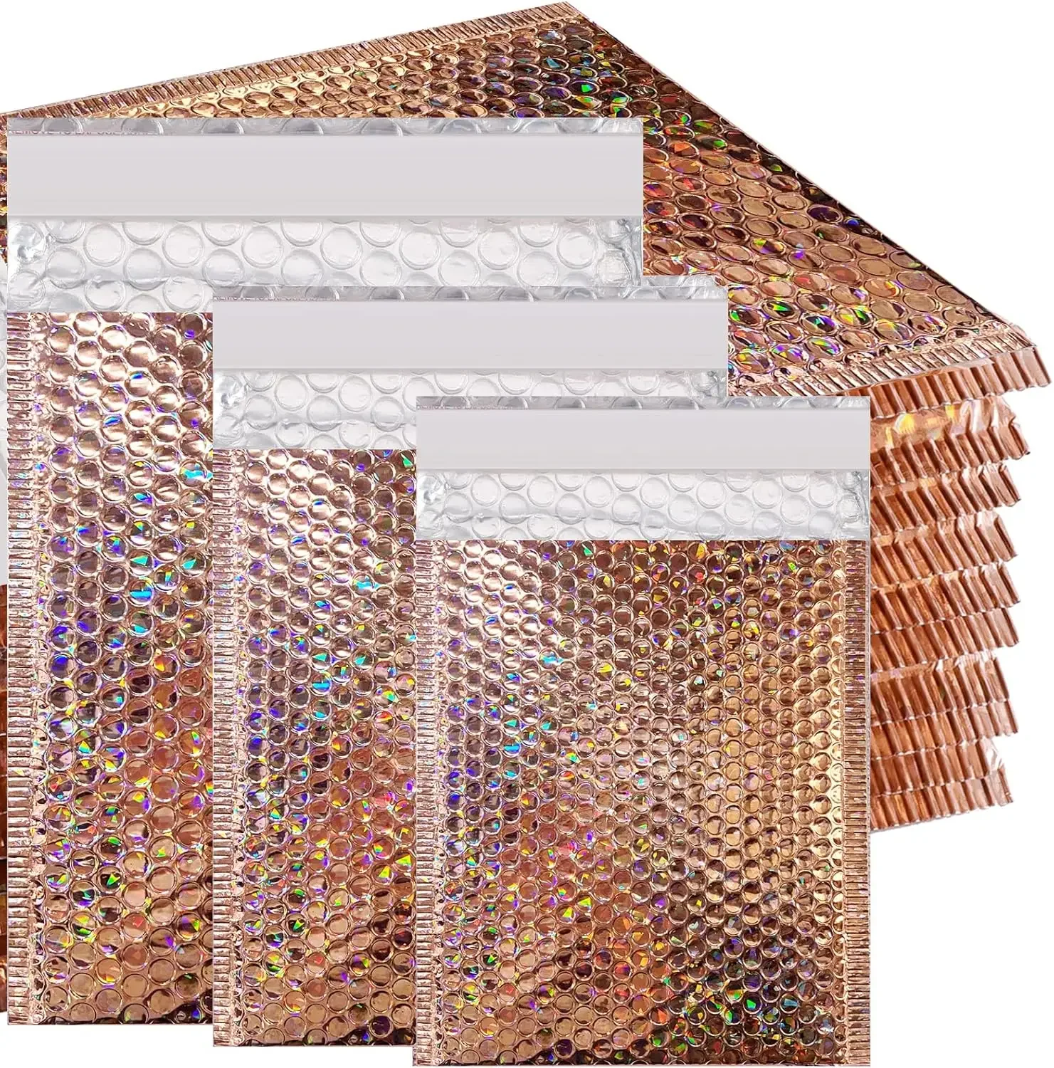 Champagne Bubble Envelope 50Pcs Mailing Packaging Holographic Transport Packaging Laser Packaging Bag Delivery Bag