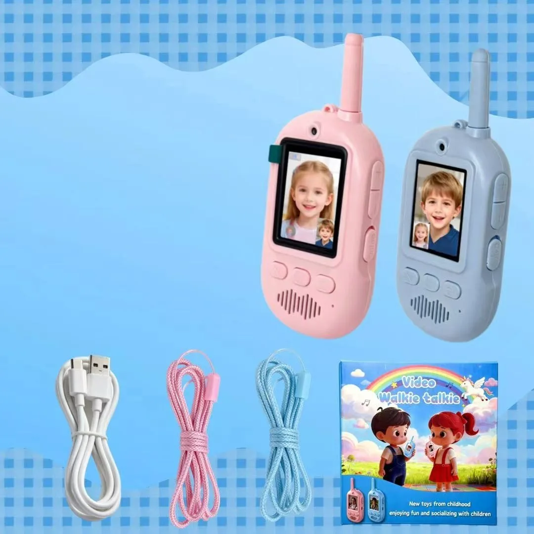 2Pcs Walkie Talkies for Kids 3-12 Years Rechargeable Two Way Radio Long Range Video Talkie with Flashlight Outdoor Camping Hiking Backpacking Toys Birthday Christmas Gifts for Boys Girls Toddlers Easy To Use Durable Portable Children's Communication Set