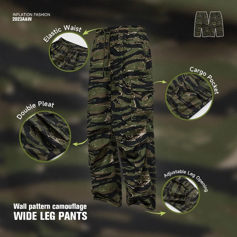 Men Trousers Cargo Pants Men Streetwear Canvas Tiger Camo Cargo Pants Baggy Jogger Cargo Pants