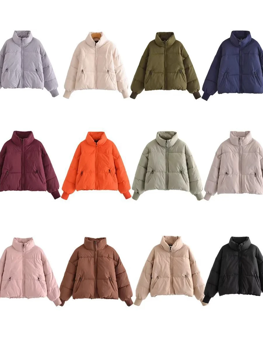 

Осенне-зимняя женская одежда, европейский и американский городской повседневный свободный хлебный костюм с воротником-стойкой, универсальное хлопковое пальто, куртка