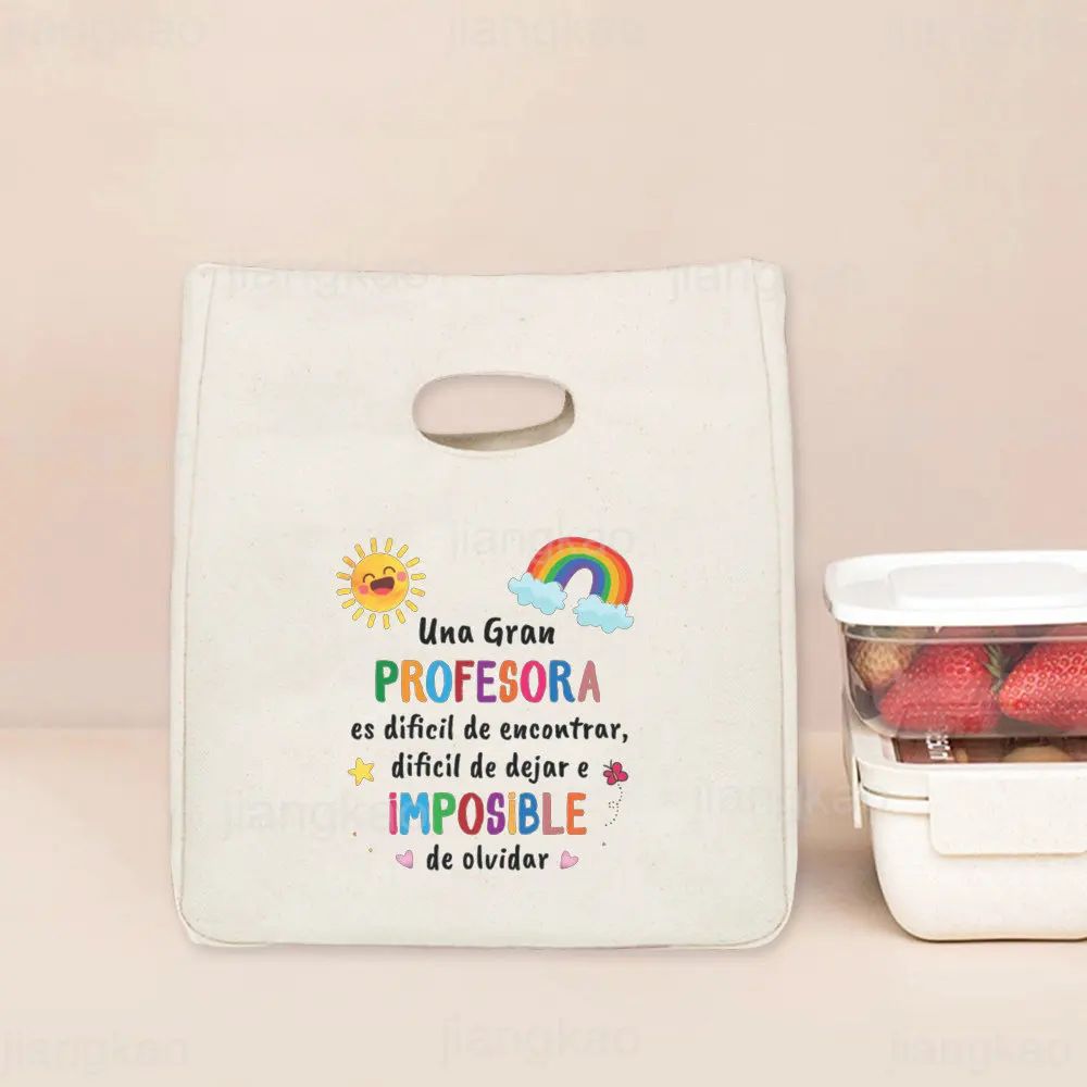 Bolsas de almuerzo portátiles con estampado español, bolsa con aislamiento térmico, bolsa de almacenamiento más fresca para alimentos de Picnic