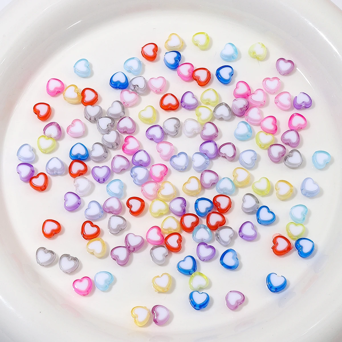 New 30pcs/Bag 8x7mm Love Acrylic Bead Loose Spacer Beads for Jewelry Making DIY Handmade Clothing Accessories