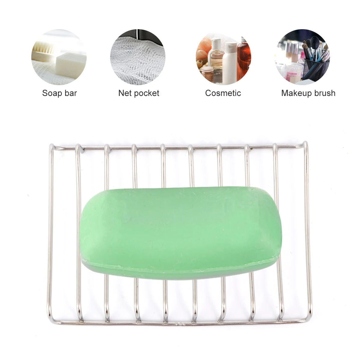 

1pcs Stainless Steel Dish Holder for Bathroom Kitchen Soap Tray with Drainage Design Keep Sink Dry Minimalist Soap Box Case Rack