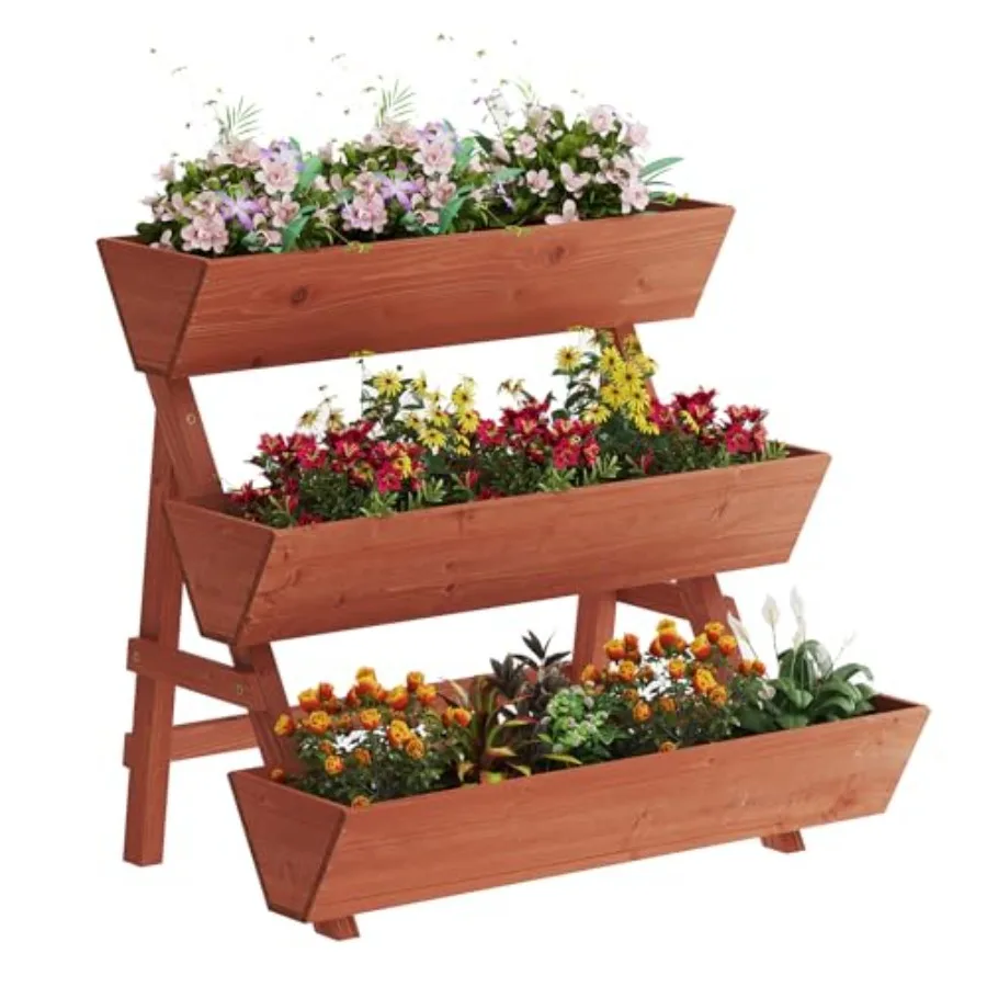 

Трехуровневая деревянная грядка-клумба для овощей и цветов, подставка для цветочных горшков, для садоводства в помещении и на улице