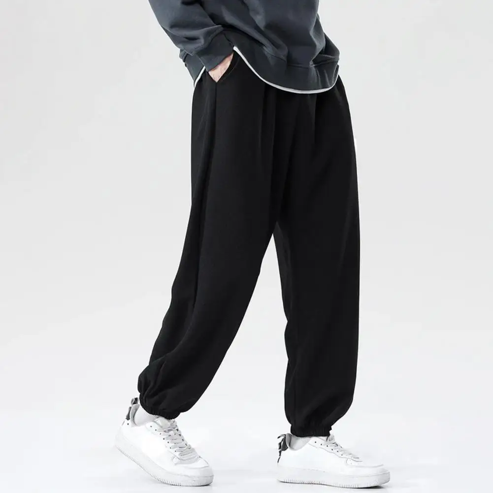 الرجال مرونة الخصر الرباط Sweatpants ، لينة السراويل الدافئة ، السراويل أفخم مريحة ، جيوب الكاحل النطاقات ، الشتاء والخريف