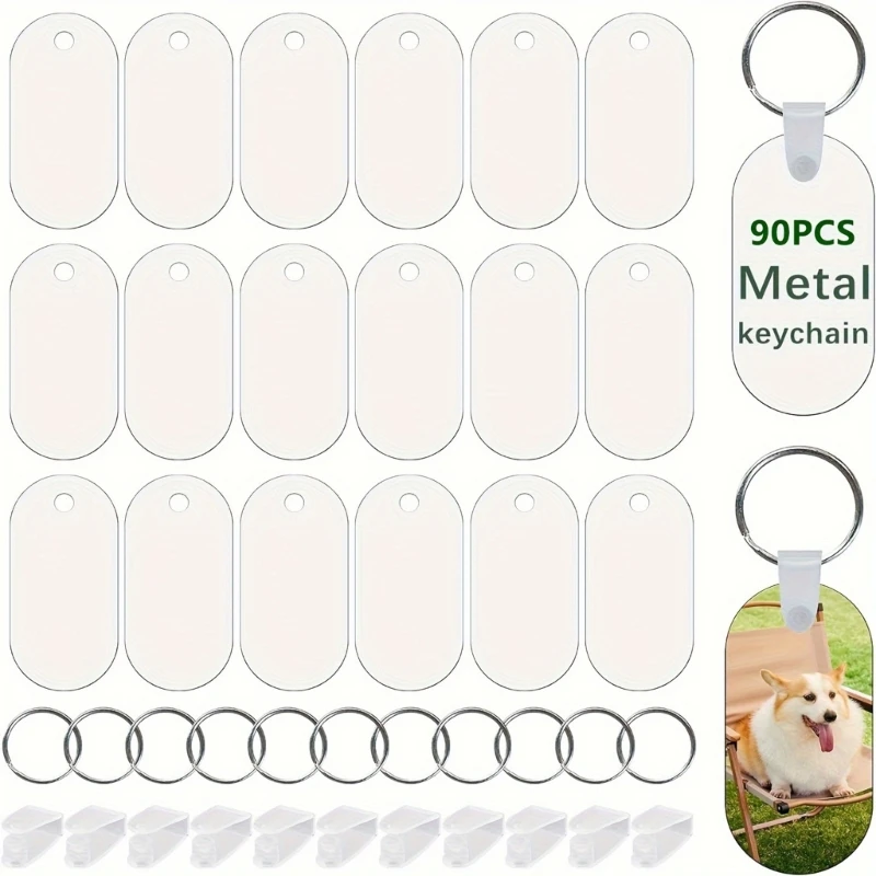 30 Set Oval Sublimation Aluminum Keychain Blanks Unique Handmade Accessories