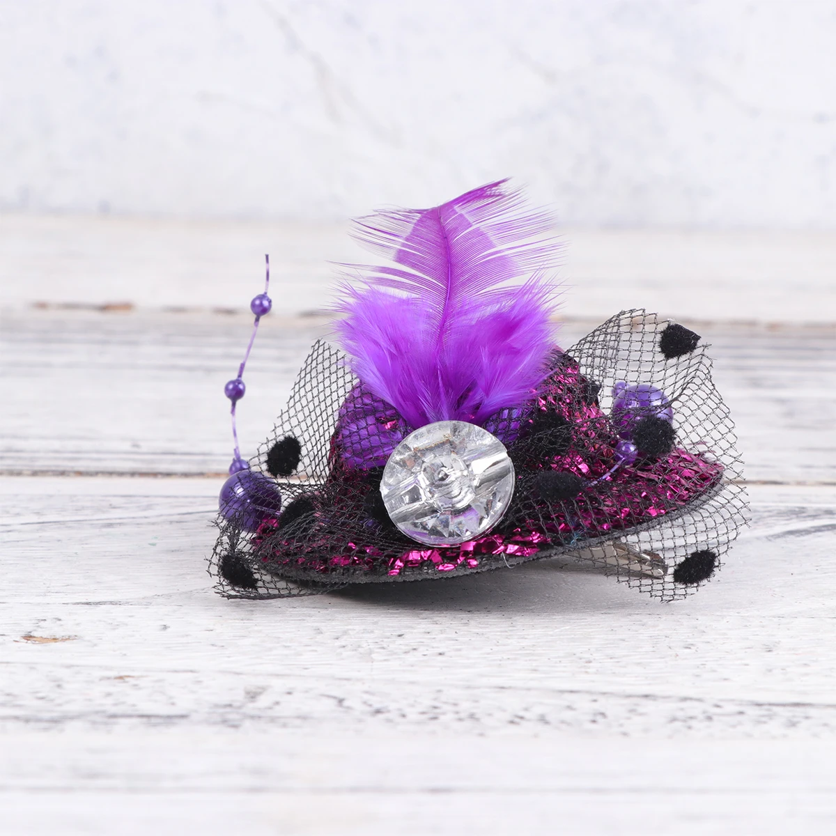 

6Pcs Hat Shape Hair Clip Glitter Grenadine Girl Kids Party Hair Accessories