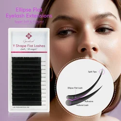 Genielash Matte Flat Ellipse Lashes Extension Individual Double tips Mink Flat Eyelashes Soft Natural Eyelashes Supplies