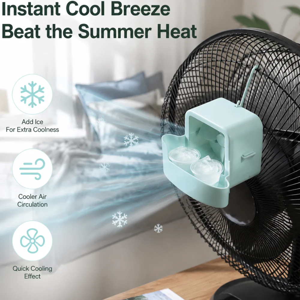 6-Piece Set (1 Fan + 1 Hook + 4 Cups) Portable Tool Kit, Suitable for Household Floor Fans and Desktop Fans. This Set Enhances the Cooling Effect in Summer, Allowing the Addition of Ice Cubes in the Fan for Quick Cooling and Cooling Effects.