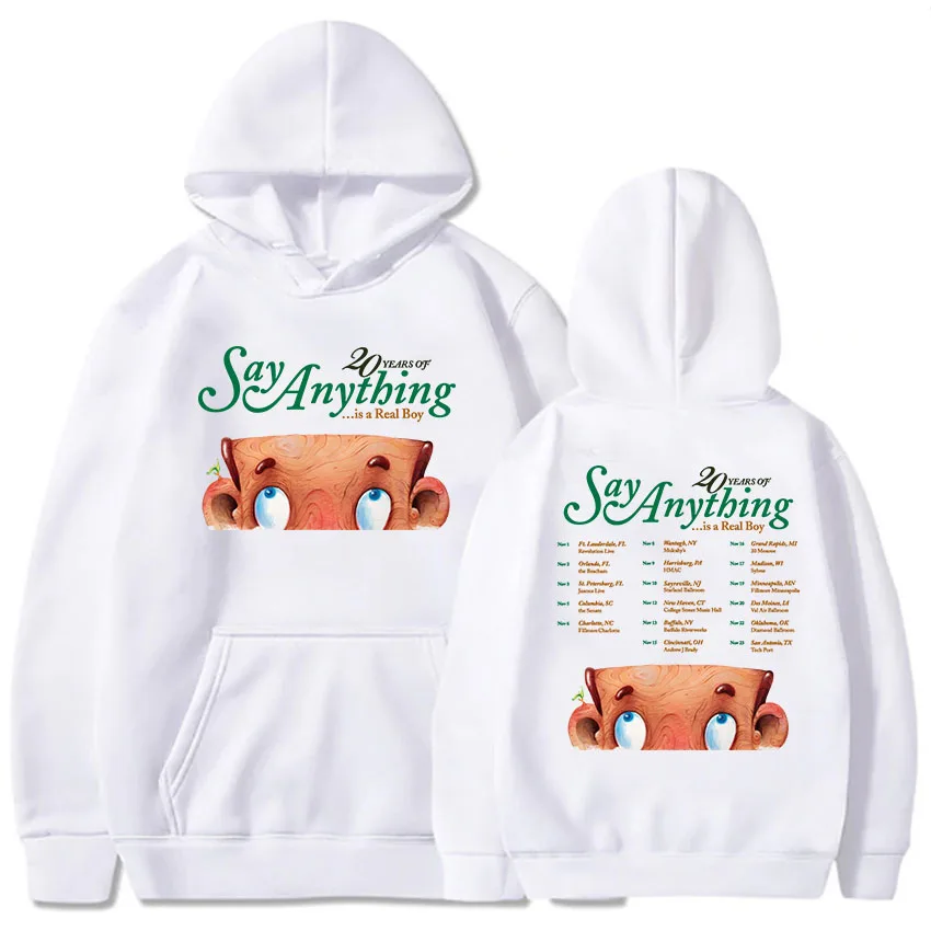 20 Years of Say Anything Is A Real Boy Tour Hoodies Rock Band Hip Hop Streetwear Unisex Winter Long Sleeve Hooded Sweatshirts