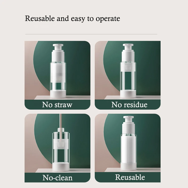 Bezpowietrzne butelki próżniowe wielokrotnego napełniania Przenośna pusta butelka z balsamem / sprayem 15-100 ml Butelka podróżna Pompka Kosmetyczka Pojemnik na kosmetyki
