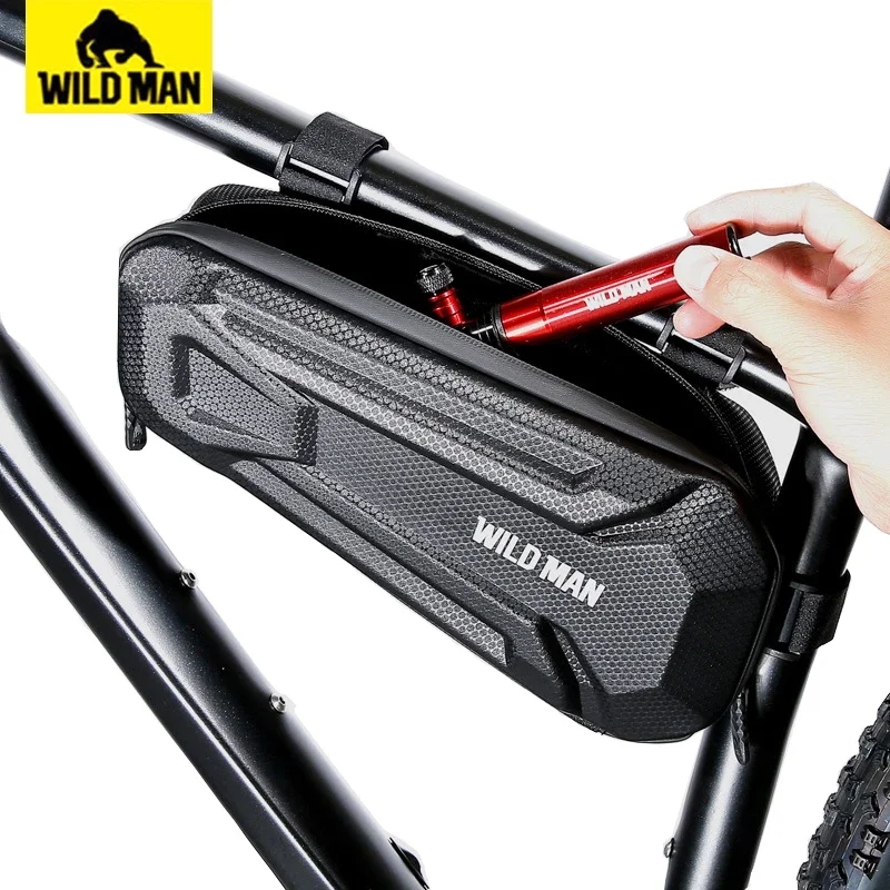 WILD MAN Bicycle Bag EVA Hard Shell Rainproof Bike Triangle Tool Bag  Reflective  Cycling Frame Bag  Mtb Accessories1.8L