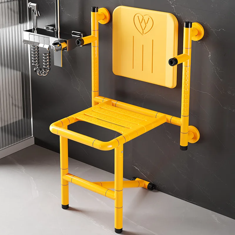 Senior-friendly remodeled bathroom folding stool bathing the elderly wall-mounted chair toilet elderly safety armrest