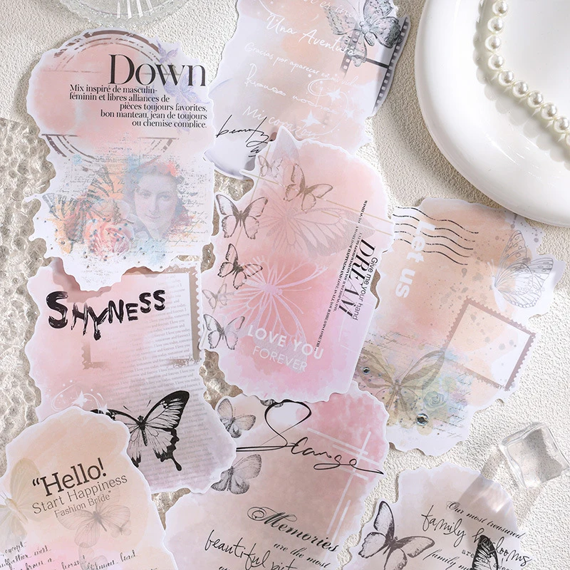 8 Sheets Chinese Style Ink Gradient Stickers, Artistic Elegant Patterns, DIY Handmade Album Scrapbooking Decorative Paper Suppli