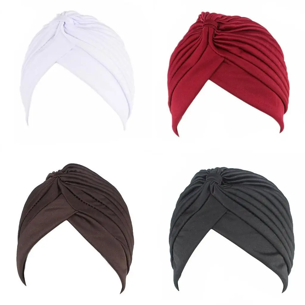 

652F Women Twisted Turban Beanie for Head Scarf Wrap Chemo Cap Pre-Tied Muslim Hijab