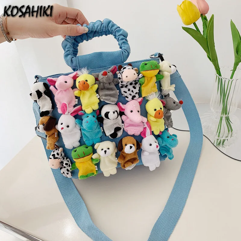 Cartoon Canvas Kawaii Cute Dolls Top-Handle Bags Sweet Fashion Women Shoulder Underarm Bag Japanese Ins Y2k Purses and Handbags