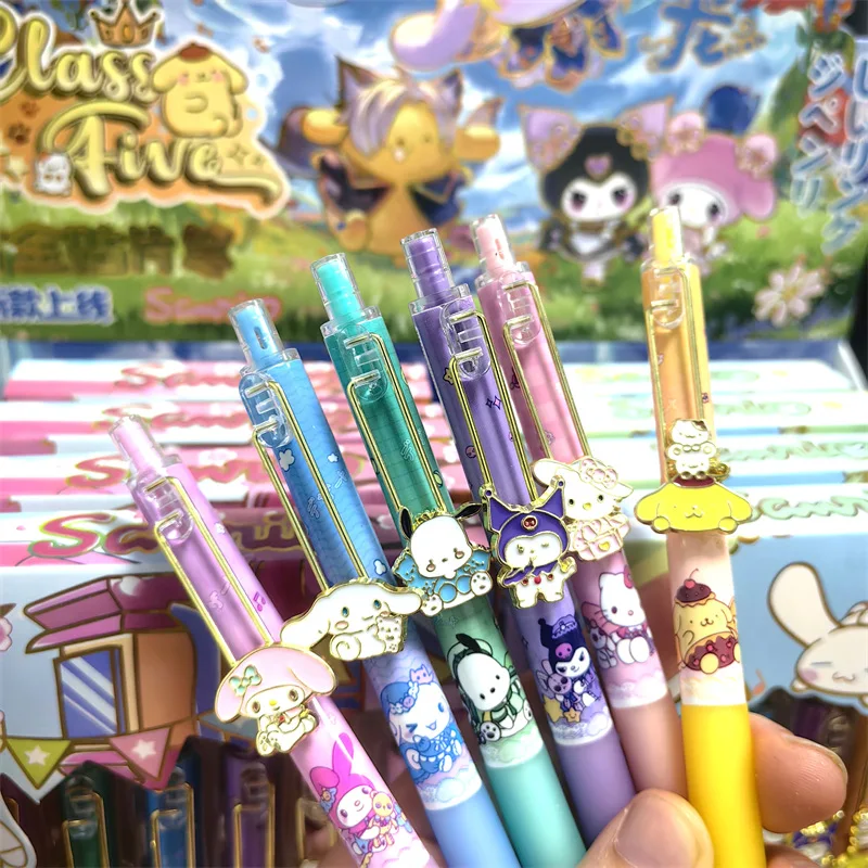 Imagem -02 - Sanrio Kuromi Melody Gel Pen Grupo Black Ink Signature Canetas Bonito Cinnamoroll 0.5 mm Brinde Promocional Material Escolar 24pc Lote