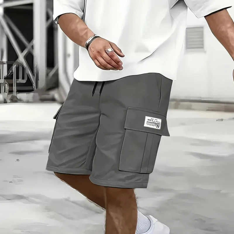 

Men's Straight Cargo Shorts Lightweight Breathable Solid Color Drawstring Waist with Pockets Casual Summer Short Workwear Pants