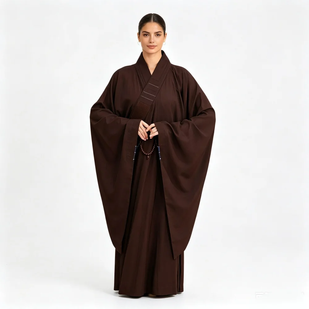 USHINE Breathable Buddhist Lay Haiqing Robe Wide Sleeve Meditation Gown Traditional Zen Dharma Robe for Men Women Temple Prayer