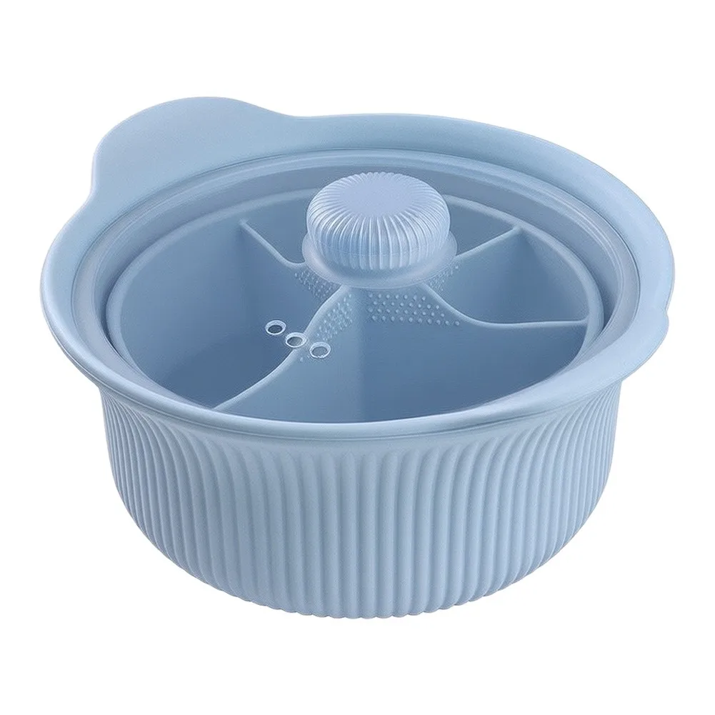 Silicone Steaming Pot with Integrated Partition Tray and Heat Lid for Microwave Air Fryer 22.8 x 19.3 x 9.95 cm