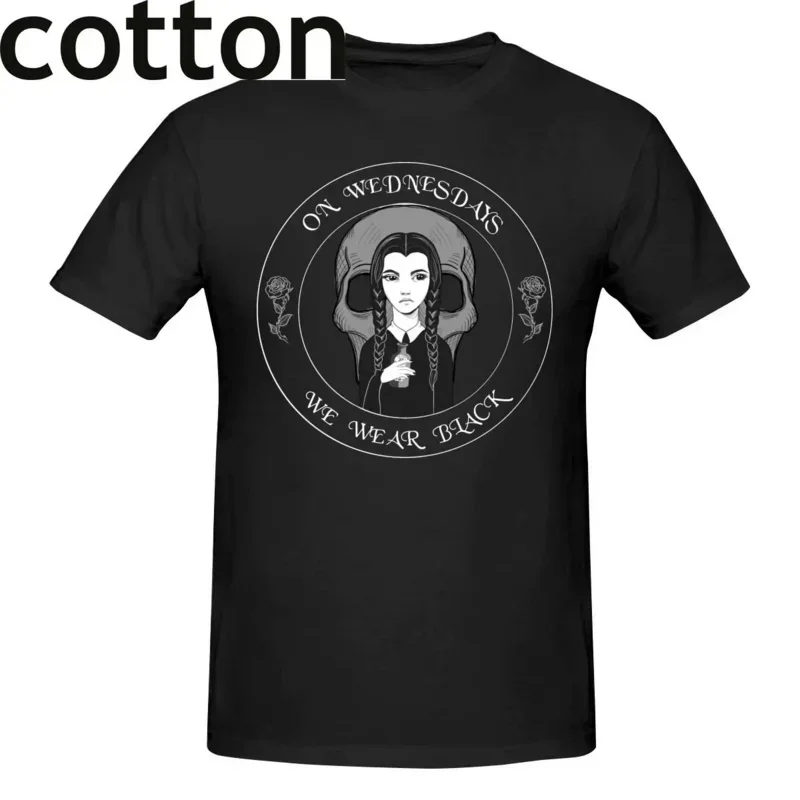 On Wednesdays We Wear Black T Shirt Streetwear Women 100%Cotton Graphic Tshirts Short Sleeve Custom Shirt Men clothing