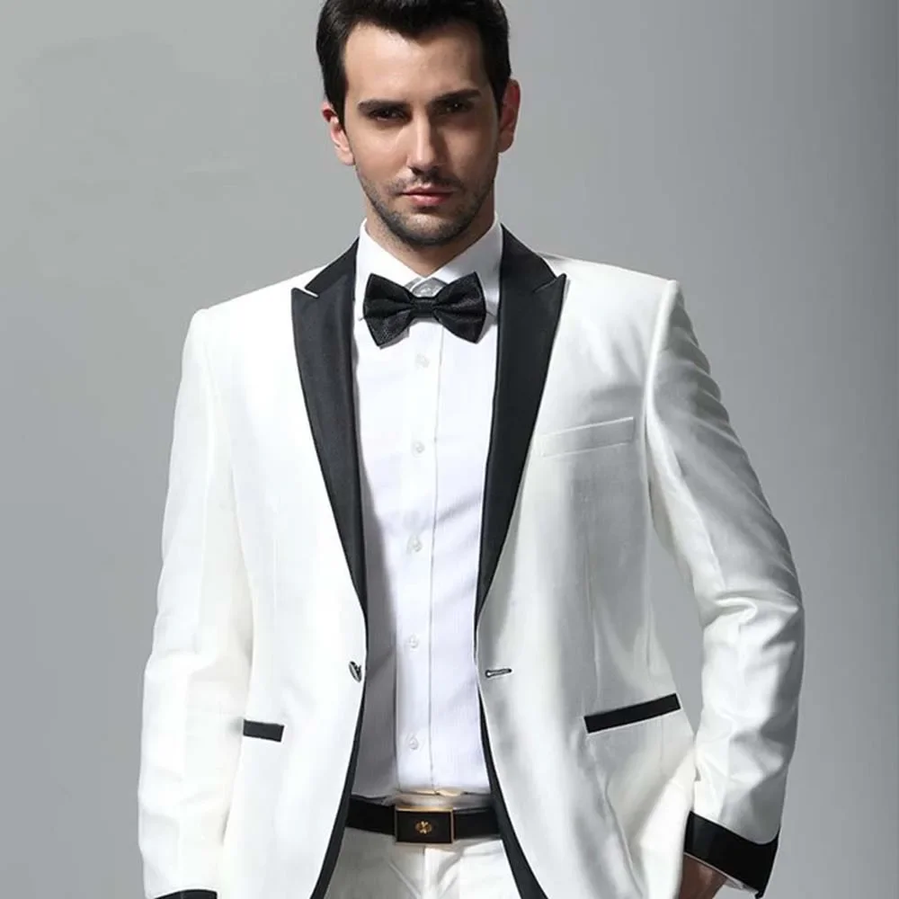 

Latest Design Peak Lapel One Button Men Suits 2 Piece Fashion Formal Prom Party Casual Wedding Groom Tuxedo Blazer with Pants