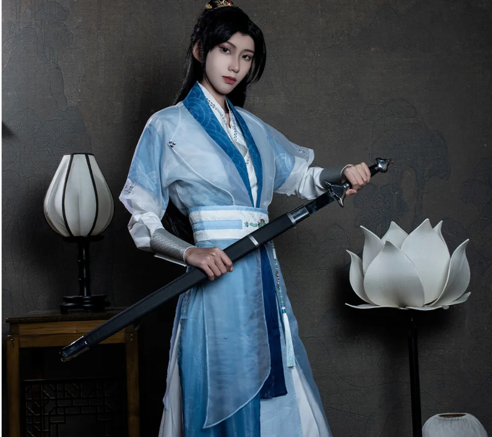 

Anime Erha MoRan ChuWanNing XueMeng Cosplay Men's Ancient White Hanfu Clothing Qiron Costume Chu Wanning Erha Men's Clothing